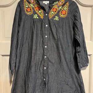Velzera Black Tunic with Colorful Embroidery
